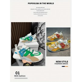 Men's Trendy Low Top Sports And Leisure Dad Shoes, Student Thick Soled Bread Shoes, Trendy Shoes