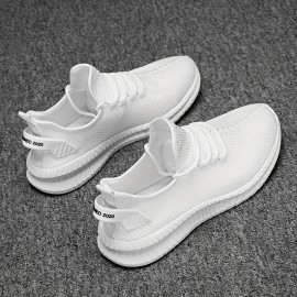 Plus Size Men's Solid Color Woven Breathable Sneakers, Comfy Non Slip Durable Soft Sole Fitness Training Shoes, Men's Footwear