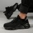 Men's Spring/Summer Lightweight Breathable Knit Sneakers - 2024 New Style Casual Athletic Walking Shoes - Black - Mid-top - Lace-up - EVA Sole - No Inner Liner - Fabric Upper