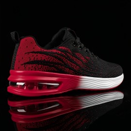 Mens Fashion Stripe Casual Running Shoes - Breathable Mesh Upper, Lightweight PU Sole, Air Cushioned, Lace-Up Closure - Ideal for Everyday Fitness and Outdoor Activities