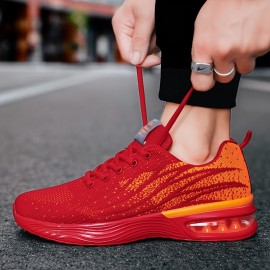 Mens Fashion Stripe Casual Running Shoes - Breathable Mesh Upper, Lightweight PU Sole, Air Cushioned, Lace-Up Closure - Ideal for Everyday Fitness and Outdoor Activities