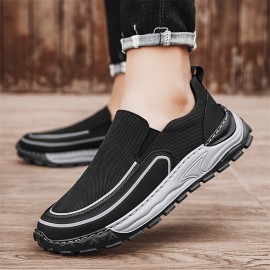 Men'S Breathable Mesh Slip-On Sneakers - Casual & Sporty, Lightweight Canvas Shoes For Everyday Wear