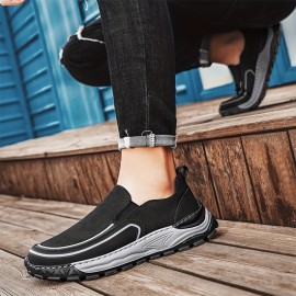 Men'S Breathable Mesh Slip-On Sneakers - Casual & Sporty, Lightweight Canvas Shoes For Everyday Wear