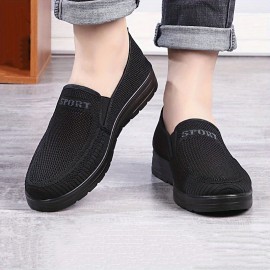 Men's Minimalist Canvas Slip-On Shoes - All-Season Breathable Mesh Fabric Upper with Round Toe, Comfortable Fabric Inner & Insole, Durable PU Sole for Hiking, Outdoor Activities, Casual Wear, and Workouts - Solid Color
