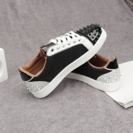 Mens Cyber Punk Rock & Roll Skateboard Shoes - Comfy Non-Slip Lace-Up Canvas Upper with Fabric Insole and TPU Sole - Perfect for Casual, Daily, Party, Performance, and Nightclub Dancing