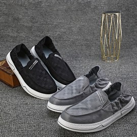 Men's Solid Slip On Loafer Shoes, Comfy Non Slip Breathable Casual Shoes For Men's Outdoor Walking Trekking Activities