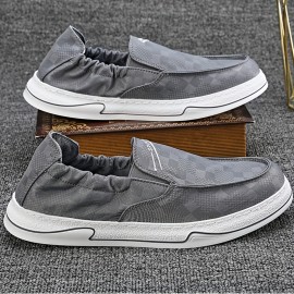 Men's Solid Slip On Loafer Shoes, Comfy Non Slip Breathable Casual Shoes For Men's Outdoor Walking Trekking Activities