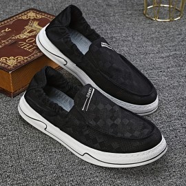 Men's Solid Slip On Loafer Shoes, Comfy Non Slip Breathable Casual Shoes For Men's Outdoor Walking Trekking Activities