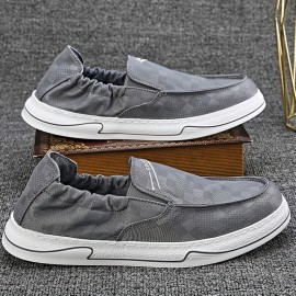 Men's Solid Slip On Loafer Shoes, Comfy Non Slip Breathable Casual Shoes For Men's Outdoor Walking Trekking Activities