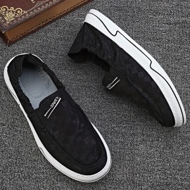 Men's Solid Slip On Loafer Shoes, Comfy Non Slip Breathable Casual Shoes For Men's Outdoor Walking Trekking Activities