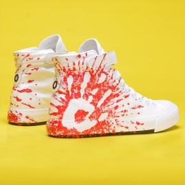 Men's Fashion High-top Canvas Shoes, Breathable Lace-up Classic Casual Walking Shoes For Outdoor, Spring Summer And Autumn