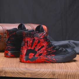 Men's Fashion High-top Canvas Shoes, Breathable Lace-up Classic Casual Walking Shoes For Outdoor, Spring Summer And Autumn