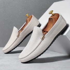 Men's Solid Canvas Loafers, Casual Comfy Slip On Shoes Flat Shoes For Men's Outdoor Footwear