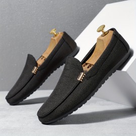 Men's Solid Canvas Loafers, Casual Comfy Slip On Shoes Flat Shoes For Men's Outdoor Footwear