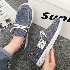 New Men's Casual Canvas Shoes, Fashionable And Versatile Soft-soled Walking Shoes, Lace-up Lightweight And Breathable Low-top Casual Shoes