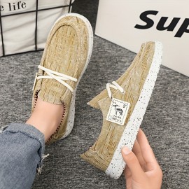 New Men's Casual Canvas Shoes, Fashionable And Versatile Soft-soled Walking Shoes, Lace-up Lightweight And Breathable Low-top Casual Shoes