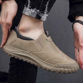 Men's Solid Colour Slip On Durable Thickened Rubber Sole Trekking Shoes, Comfy Non Slip Breathable Sneakers For Men's Outdoor Activities