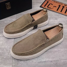 Men's Trendy Slip On Solid Loafer Shoes, Comfy Non Slip Casual Soft Sole Sneakers For Men's Outdoor Activities