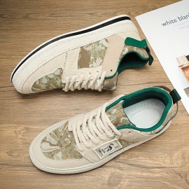 Men's Street Style Color Block Low Top Skateboard Shoes, Comfy Non Slip Casual Platform Sneakers For Men's Outdoor Activities