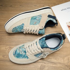 Men's Street Style Color Block Low Top Skateboard Shoes, Comfy Non Slip Casual Platform Sneakers For Men's Outdoor Activities