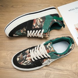 Men's Street Style Color Block Low Top Skateboard Shoes, Comfy Non Slip Casual Platform Sneakers For Men's Outdoor Activities