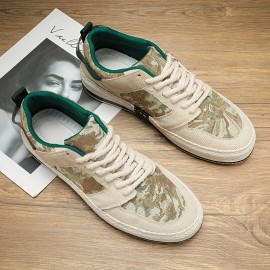 Men's Street Style Color Block Low Top Skateboard Shoes, Comfy Non Slip Casual Platform Sneakers For Men's Outdoor Activities