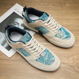 Men's Street Style Color Block Low Top Skateboard Shoes, Comfy Non Slip Casual Platform Sneakers For Men's Outdoor Activities