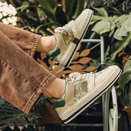 Men's Street Style Color Block Low Top Skateboard Shoes, Comfy Non Slip Casual Platform Sneakers For Men's Outdoor Activities