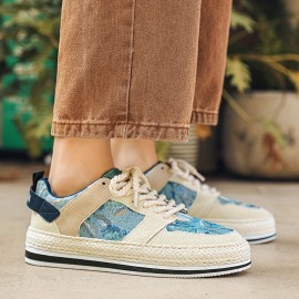 Men's Street Style Color Block Low Top Skateboard Shoes, Comfy Non Slip Casual Platform Sneakers For Men's Outdoor Activities