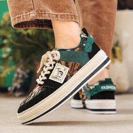 Men's Street Style Color Block Low Top Skateboard Shoes, Comfy Non Slip Casual Platform Sneakers For Men's Outdoor Activities