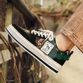 Men's Street Style Color Block Low Top Skateboard Shoes, Comfy Non Slip Casual Platform Sneakers For Men's Outdoor Activities