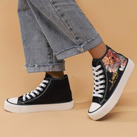 YEAR OF THE DRAGON Themed Graphic Print High Top Canvas Shoes For Men, Breathable Non Slip Lace-up Casual Sneakers For Outdoor Casual, Men's Street Style Footwear