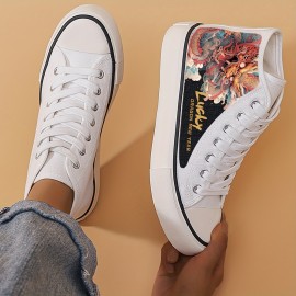 YEAR OF THE DRAGON Themed Graphic Print High Top Canvas Shoes For Men, Breathable Non Slip Lace-up Casual Sneakers For Outdoor Casual, Men's Street Style Footwear