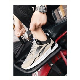 Men's Trendy Color Block Soft Sole Running Shoes, Comfy Non Slip Durable & Breathable Sneakers For Men's Outdoor Activities