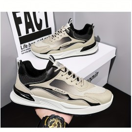 Men's Trendy Color Block Soft Sole Running Shoes, Comfy Non Slip Durable & Breathable Sneakers For Men's Outdoor Activities