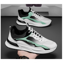 Men's Trendy Color Block Soft Sole Running Shoes, Comfy Non Slip Durable & Breathable Sneakers For Men's Outdoor Activities