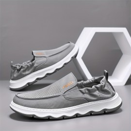 Men's Solid Color Slip On Canvas Loafer Shoes, Comfy Non Slip Breathable Casual Rubber Sole Walking Shoes, Men's Footwear