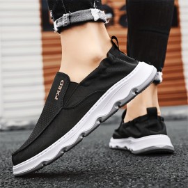Men's Solid Color Slip On Canvas Loafer Shoes, Comfy Non Slip Breathable Casual Rubber Sole Walking Shoes, Men's Footwear