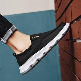 Men's Solid Color Slip On Canvas Loafer Shoes, Comfy Non Slip Breathable Casual Rubber Sole Walking Shoes, Men's Footwear