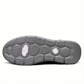 Men's Solid Color Slip On Canvas Loafer Shoes, Comfy Non Slip Breathable Casual Rubber Sole Walking Shoes, Men's Footwear