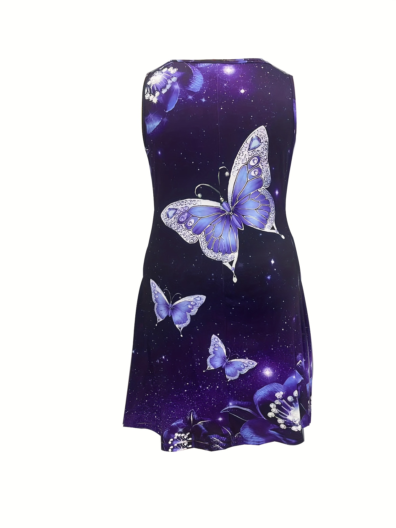 plus size butterfly print tank dress casual sleeveless dress for spring summer womens plus size clothing details 11
