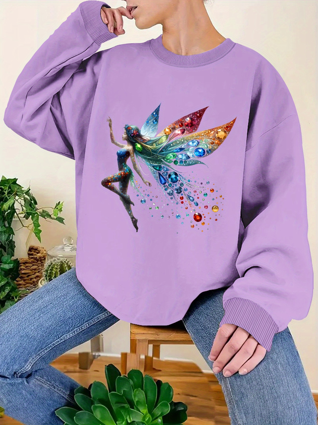 Plus Size Graphic Print Sweatshirt, Casual Crew Neck Long Sleeve Pullover Sweatshirt, Women s Plus Size Clothing details 0
