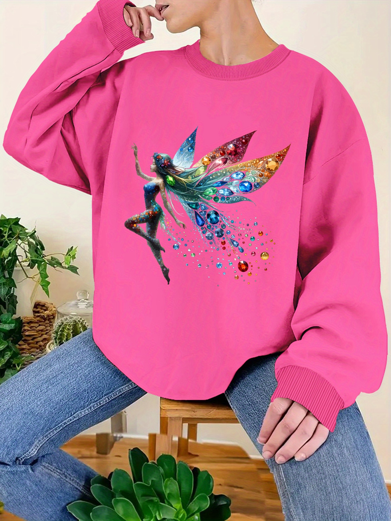Plus Size Graphic Print Sweatshirt, Casual Crew Neck Long Sleeve Pullover Sweatshirt, Women s Plus Size Clothing details 14