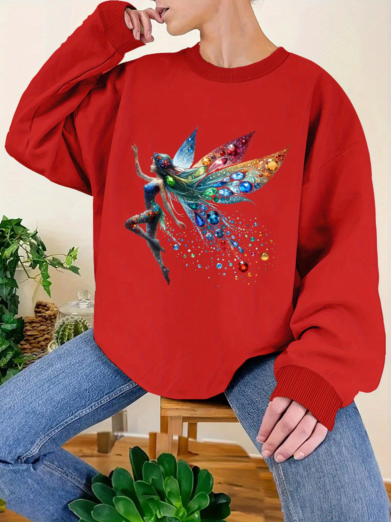 Plus Size Graphic Print Sweatshirt, Casual Crew Neck Long Sleeve Pullover Sweatshirt, Women s Plus Size Clothing details 19
