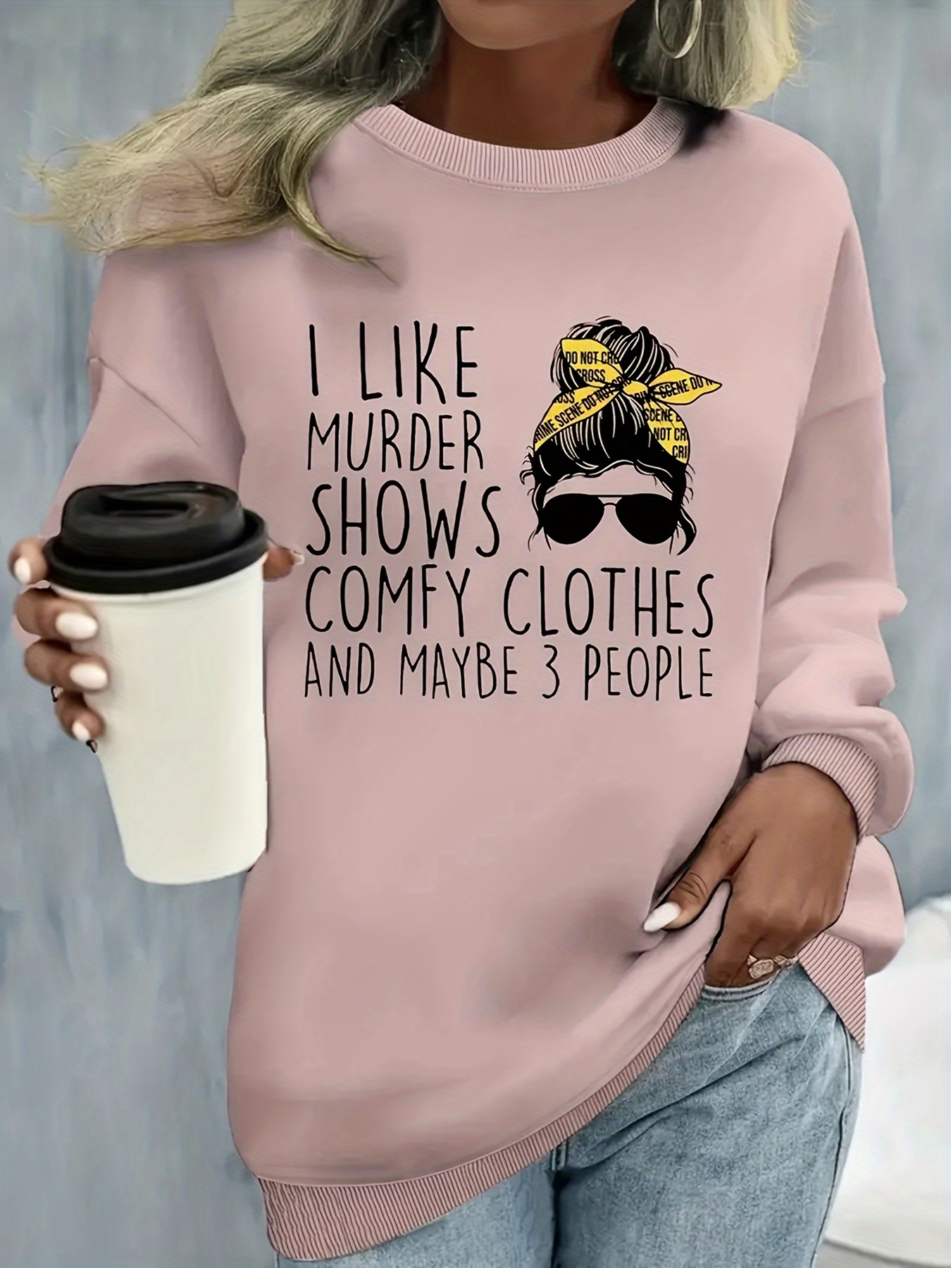 plus size letter print sweatshirt casual long sleeve crew neck pullover sweatshirt womens plus size clothing details 11