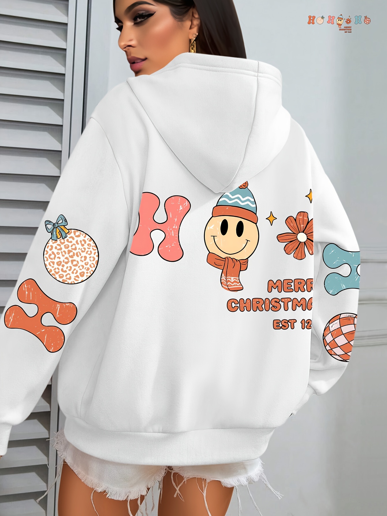 Plus Size Graphic Print Kangaroo Pocket Hoodie, Casual Long Sleeve Drawstring Hoodies Sweatshirt For Spring & Fall, Women s Plus Size Clothing details 8