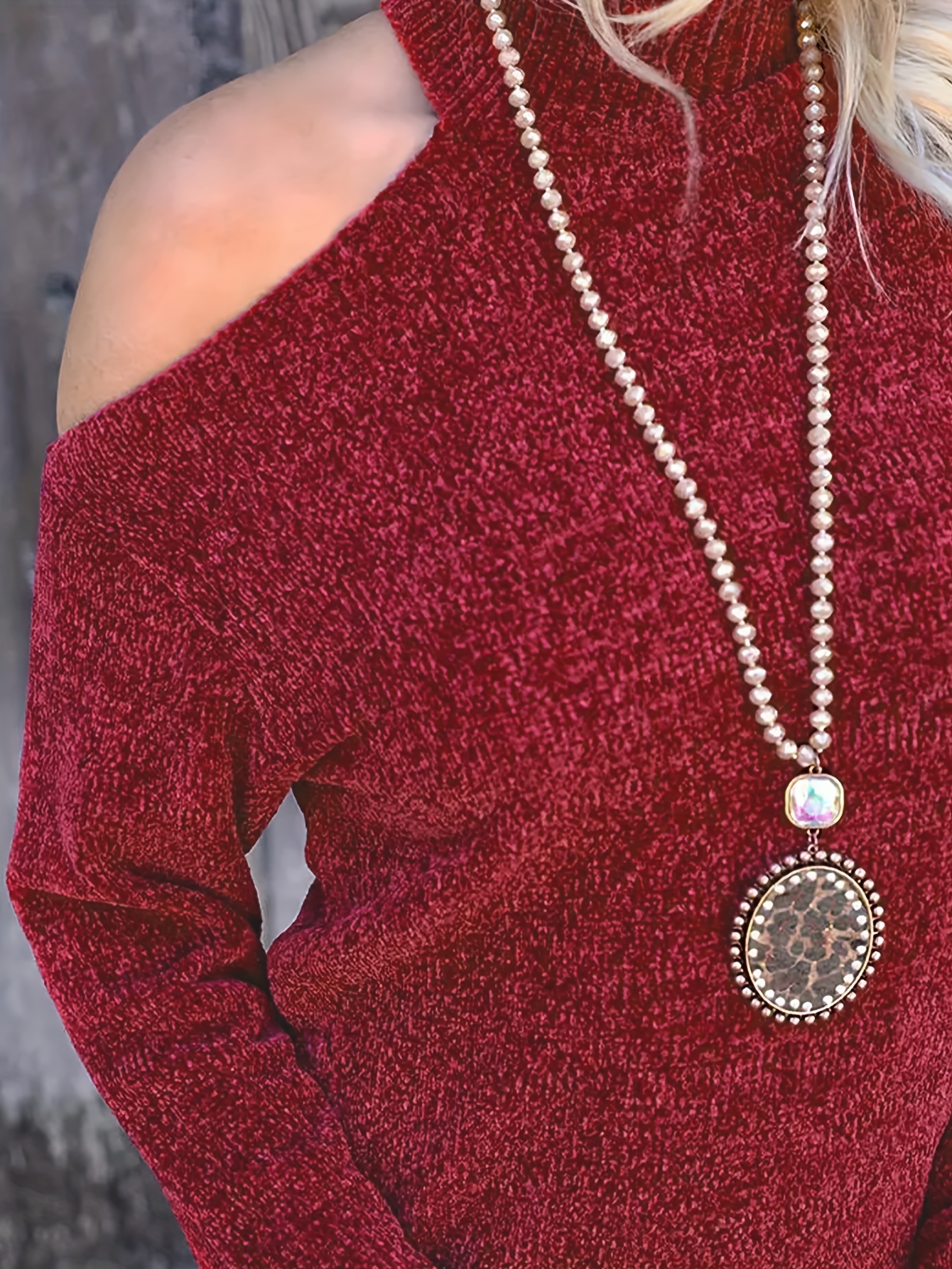 plus size casual sweater dress womens plus solid long sleeve cut out mini sweater dress details 2