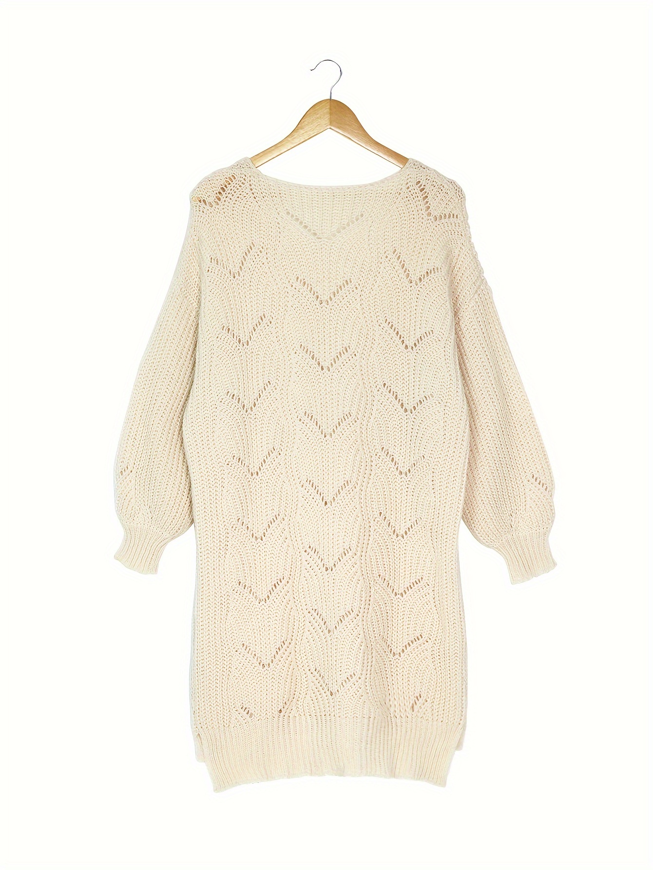 plus size solid sweater dress casual batwing lantern sleeve round neck loose fit sweater dress womens plus size clothing details 0