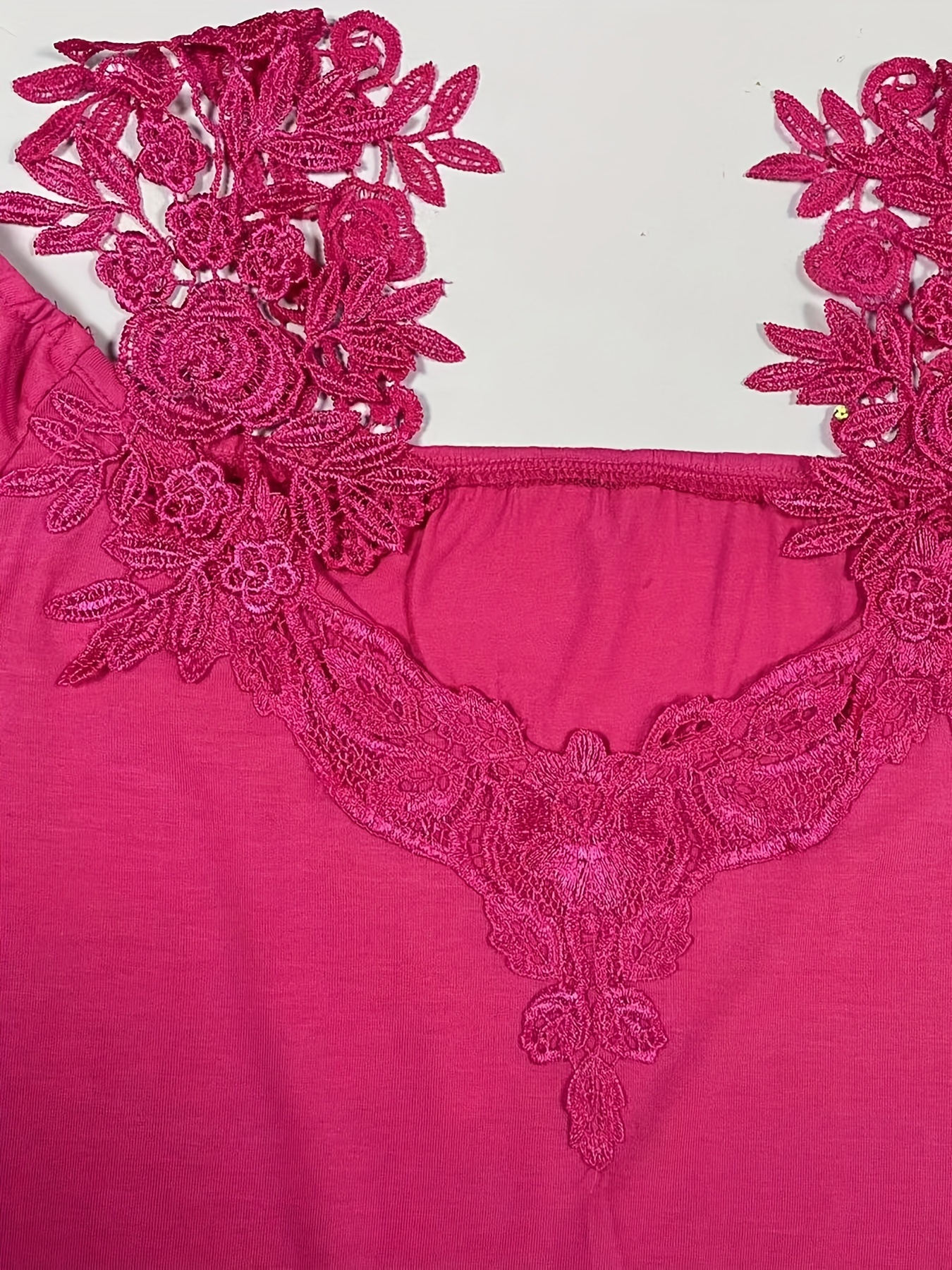 plus size casual t shirt womens plus solid contrast lace panel cold shoulder t shirt details 17