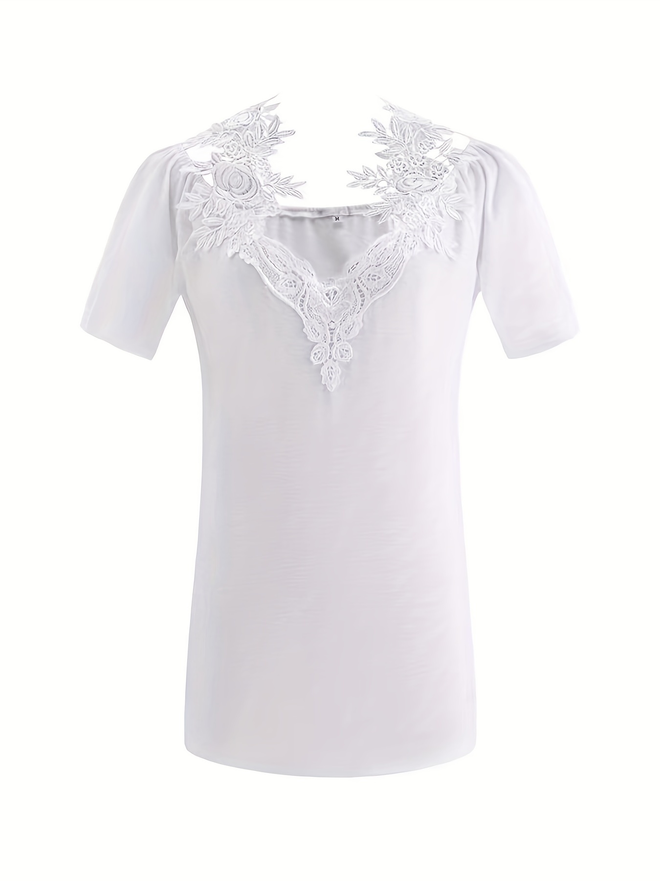 plus size casual t shirt womens plus solid contrast lace panel cold shoulder t shirt details 23